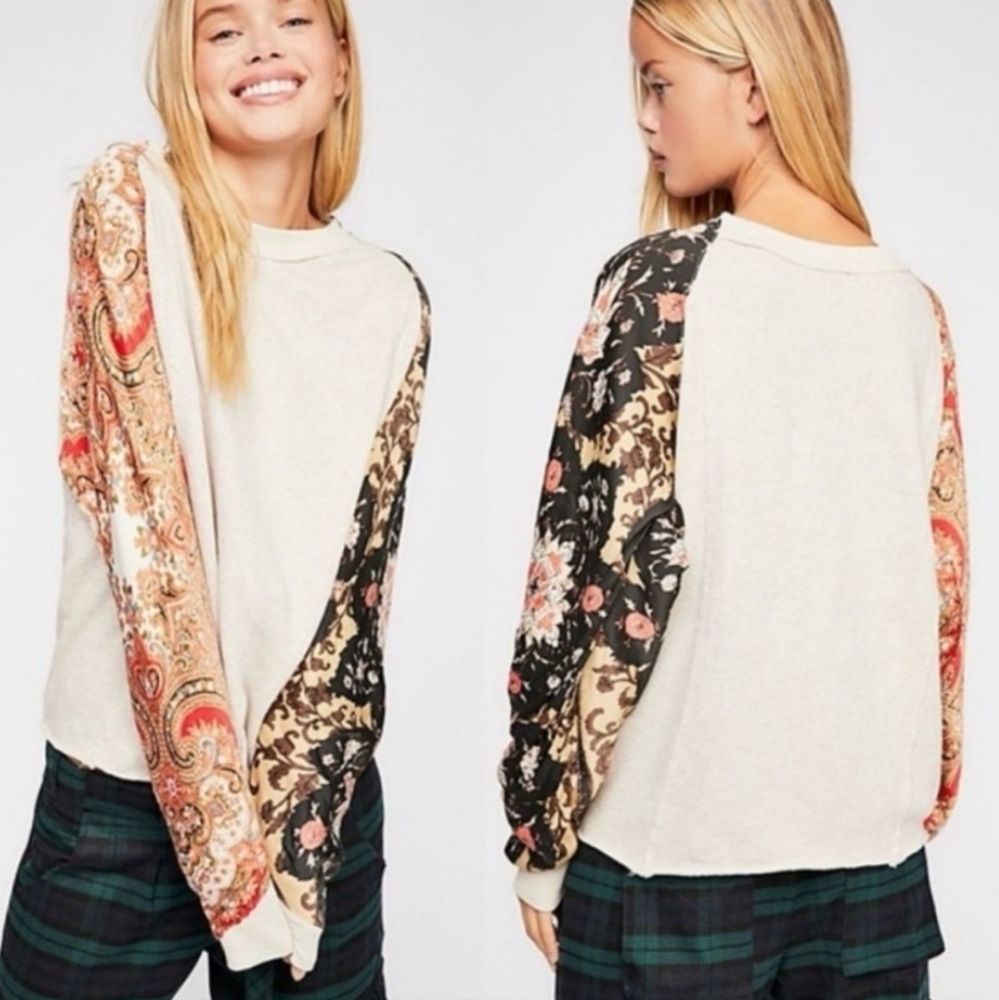 Free People Patchwork Long Sleeve Pullover. - image 2